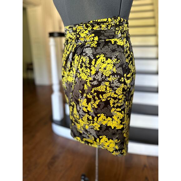 H&M Layered Tulip Skirt Yellow Black Spring Summer Fall Career Modern Casual - Picture 7 of 13